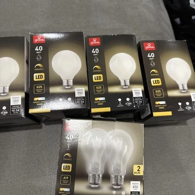 3 X Globe Brand 40 Watt Dimmable LED G25 Base&1 X A19 2 Bulbs 450Lumens - Image 1 of 4