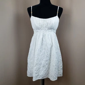 Vestido Rampage Talla 6 Babydoll Ojales Blanco Algodón Y2K Vaquera Coqueta Boho Hada - Imagen 1 de 13