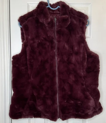 Chaleco Nicole Miller Original Para Mujer Grande Imitación Piel Ciruela Cremallera Completa Foto 1 de 4