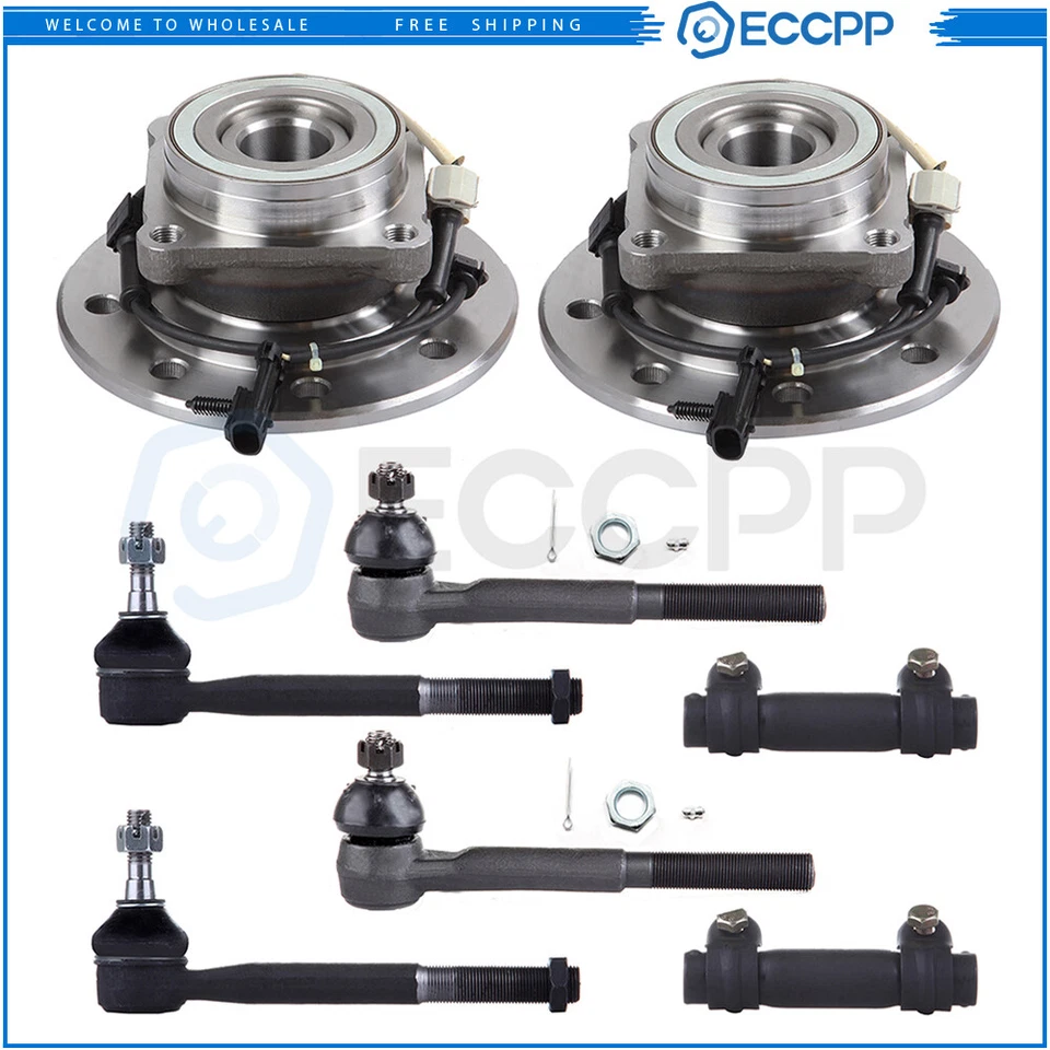 Buje de cojinete de rueda de extremo de barra de amarre de dirección delantera 8 piezas para Chevrolet K3500 1995-2000 Foto 1 de 4