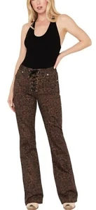 Jeans donna Wrangler X Fender in denim con stampa leopardata stringati - 112326236 25 x 30 - Foto 1 di 14