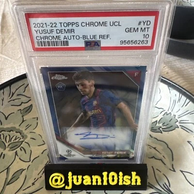 2021-22 Topps Chrome UCL #YD Yusuf Demir Gem Mt 10 Chrome Auto-blue Ref. - Image 1 of 2