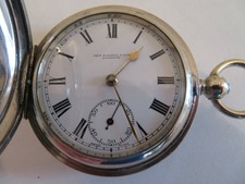 VERY LARGE THOs RUSSELL 15 JEWEL FULL HUNTER POCKET WATCH IN WHITE METAL CASE