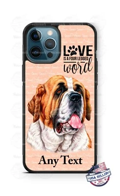 Funda protectora personalizada para teléfono Saint Bernard Dog Face Love Word para iPhone, etc. Foto 1 de 4