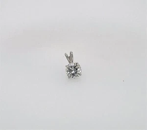 14K Solid White Gold Natural Round Solitaire Diamond Pendant 0.85ctw - Picture 1 of 4