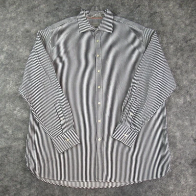Camisa Scott James Para Hombre XXL 2XL Blanca Rayas Manga Larga Algodón Abotonado * Foto 1 de 4