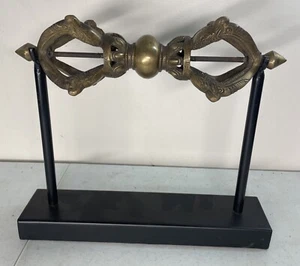 Brass Tibetan Buddhist Dorje Vajra Idol Prayer 13” - Picture 1 of 3