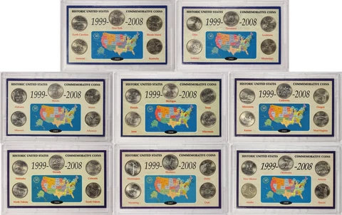 8 Piece Lot Historic United States Commemorative Coins State Quarter 2001 - 2008 Cover