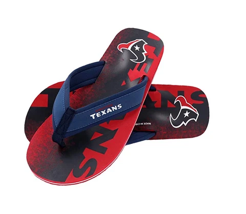 FOCO NFL Men's Houston Texans Contour Fade Wordmark Thong Sandals Cover