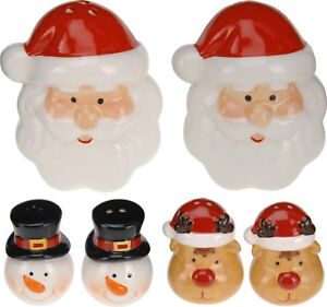 Christmas Salt and Pepper Set Condiment Set Cruet Set Santa Snowman Reindeer