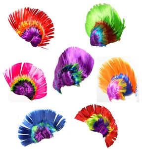 Alle Altersgruppen Mohawk Perücke Mohican lustig Rock Kostüm Kinder Party Kostüm Haar Hippie - Bild 1 von 34