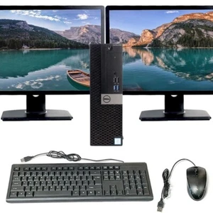 FAST Dell Optiplex 5050 SFF 128GB Intel Core i5 7th Gen 3.4GHz 16GB Dual 22" LCD - Picture 1 of 11