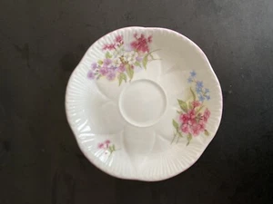 Shelly Bone China Saucer Pink White Blue Forgot Me Not - Picture 1 of 3