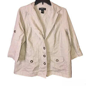 Lane Bryant Ecru Linen Blend Utility Jacket Tan 14/16 - Picture 1 of 6
