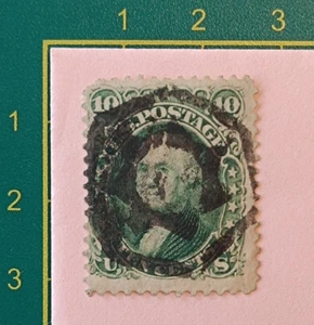 US Stamp 1861, Sc A27 #68, 10c green, used, fancy cancel, OG - Picture 1 of 6
