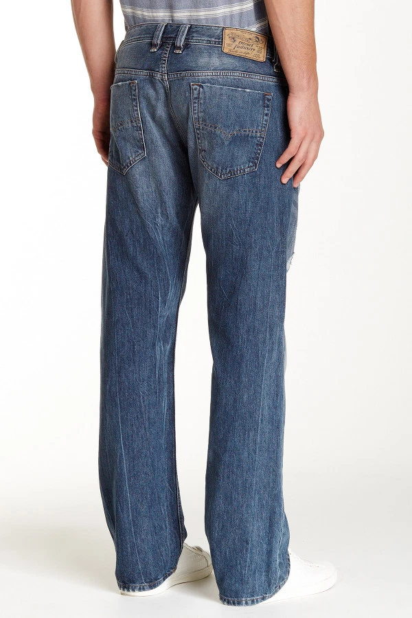 Diesel Men Viker Regular Straight Jean 30 Blue Cotton Distressed