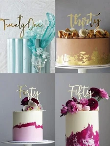 Espejo Acrílico Dorado 21304050 Veintiuno Treinta Cuarenta Cincuenta Cumpleaños Pastel Topper - Imagen 1 de 10