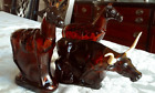 Vintage Avon Köln braune Glasflaschen Langhornpferd + 2 Pferde leer