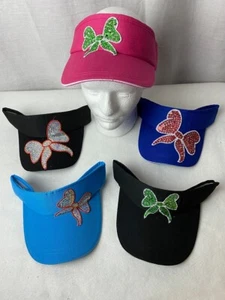 Adjustable Visors Assorted Colors W/ Sequin Butterfly Custom Patch - Picture 1 of 11