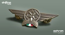 Spilla Pilota droni - UAS Pilot - Ottone brunito - bandiera ITA