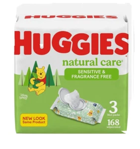 Toallitas Huggies Natural Care Sensitive Baby, paquete de 3 abatibles, 168 toallitas, EE. UU. - Imagen 1 de 2