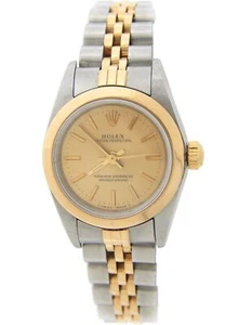 Rolex Oyster Perpetual 76243 Ladies 2Tone 18k Yellow Gold Stainless Steel Watch - Picture 1 of 7