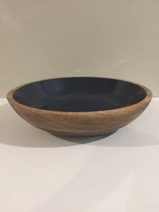 GG Collection Charcoal Mango Wood And Enamel Bowl - Picture 1 of 7