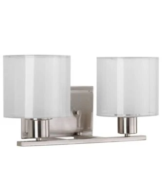 Invite 2-Light 15"w Bath Vanity Light Fixture Brushed Nickel Finish - Image 1 of 4