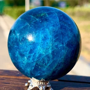 Sfera di cristallo di quarzo apatite blu naturale 151G pietra di palma esemplare minerale - Foto 1 di 20
