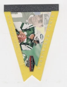 1998 PLAYOFF CONTENDERS YELLOW FELT PENNANTS VINNY TESTAVERDE NEW YORK JETS #66 - Picture 1 of 2