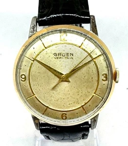 Gruen Super Antike Uhr Herren Handaufzug 17Jewel Gold Lünette Silber... - Bild 1 von 8