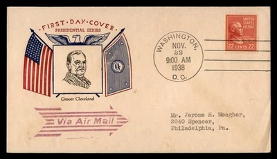 Mayfairstamps US FDC 1938 Grover Cleveland Flags First Day Cover aau_90873 - Image 1 of 2