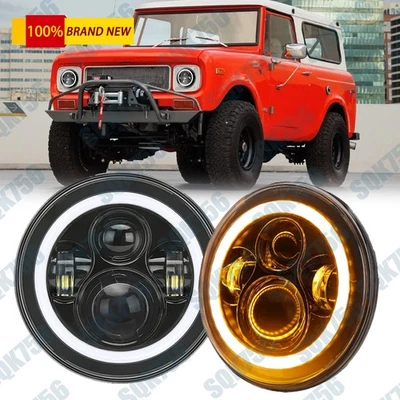 2 piezas 7" faros LED redondos anillo halo alto/bajo para International Harvester Scout II Foto 1 de 4