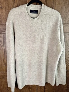AllSaints Eamont Sweater Mens Large Oversized Beige Long Sleeve Soft Chunky - Picture 1 of 6