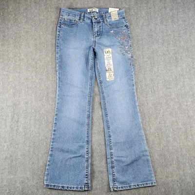 LEI Jeans Niñas 12 Regular Azul Bordado Corazones Acampanados Cintura Ajustable Foto 1 de 4