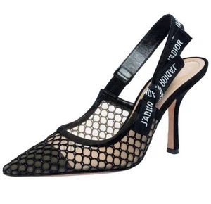 Christian Dior Printed Mesh Accents Slingback Pumps Women's Size: 8 - Picture 1 of 7
