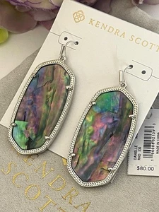 Pendientes ovalados Kendra Scott DANIELLE abulón enchapado en rodio nuevos con etiquetas - Imagen 1 de 4