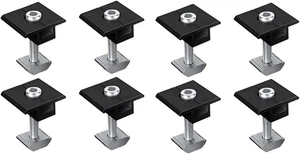 8 Pack 30mm T-Shaped Adjustable Solar Panel Centre Clamps – Black Mounting Kit - Picture 1 of 14