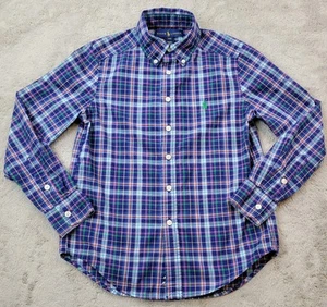 Polo Ralph Lauren Shirt Boys Small 8 Blue Multicolor Plaid Button Up Pony - Picture 1 of 9
