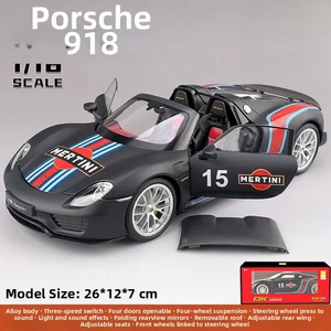 1:18 Porsche 918 Spyder Martini Diecast Alloy Racing Car Model Collection Black - Picture 1 of 6