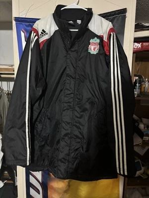 Vintage 2007-08 Liverpool Adidas Padded Bench Coat Size M Excellent Black - Image 1 of 4