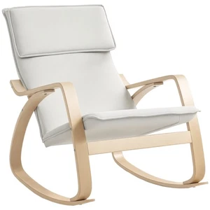 HOMCOM Comfortable Relax Rocking Chair with High Back, Cream White - Picture 1 of 11