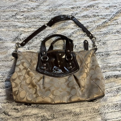 Coach Ashley Signature Sateen Satchel Shoulder Bag Brown Mahogany 15443 Preowned - Image 1 of 4