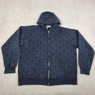 Vintage Famous Stars & Straps Full Zip Hoodie Mens 3XL Black All Over Print AOP - image 1 of 4