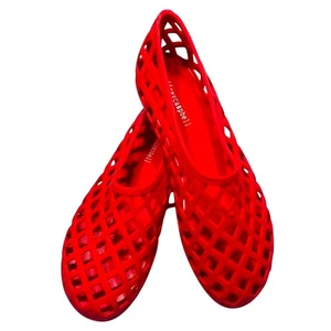 Jeffrey Campbell Red Jellz Jelly Cut-Out Slip-On Flat Shoes Women's Size 9 - Picture 1 of 5