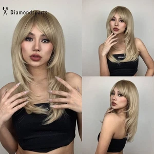 Mujeres Pelucas de Cabello Rubio en Capas Anime Fiesta Diaria Sintético Natural Moda Nuevas - Imagen 1 de 7