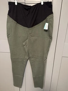 Maurice’s Plus Sized Maternity Pants Lot Of 2 20W Olive Green Skinny Over Bump - Picture 1 of 12
