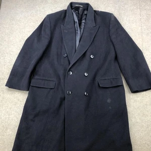 Marc Jeffries Overcoat Mens XL Navy Double Breasted Made in England Topcoat - Picture 1 of 18