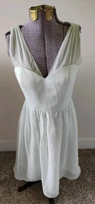 Vintage 1950s Women's Green Chiffon Dress Handmade Fit N Flare Cocktail Sz S  - Image 1 of 4