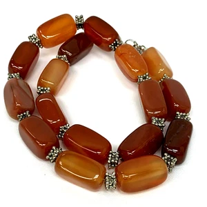 Natürliche Karneol Achat Perlen Orange/Rot Halskette 18-19,5" in Stein des Mutes - Bild 1 von 8